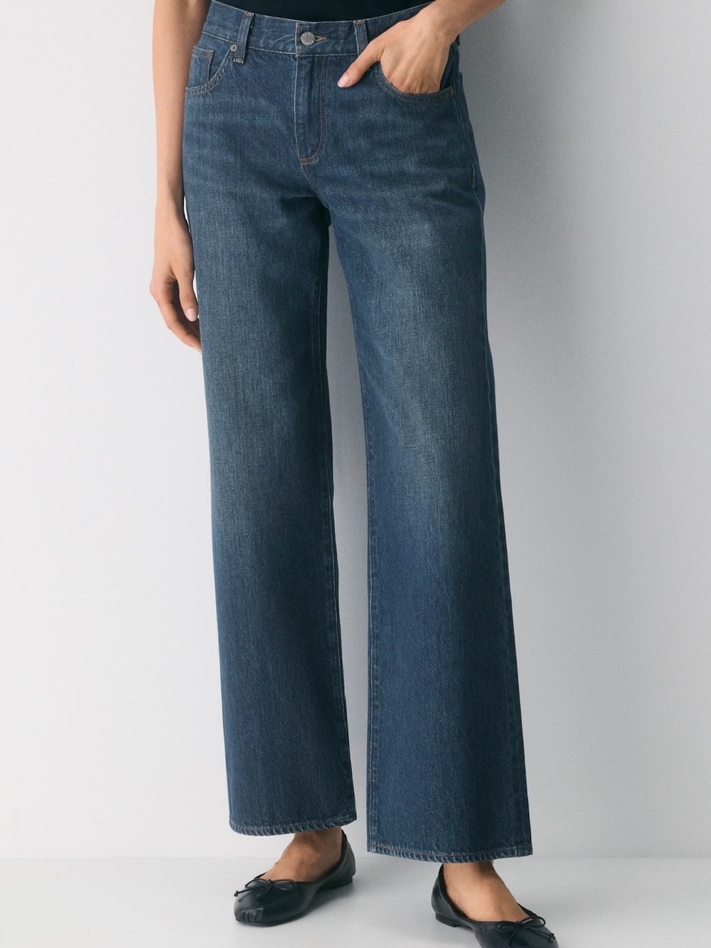 Aritzia Denim Forum Farrah Lo-Rise Wide Leg Jeans Dark Indigo Size 24